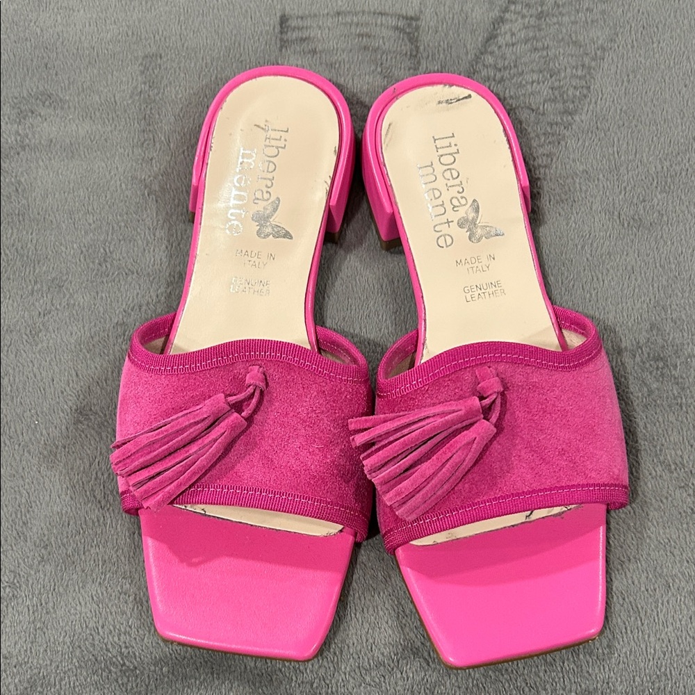 Fuchsia Tassel Mules